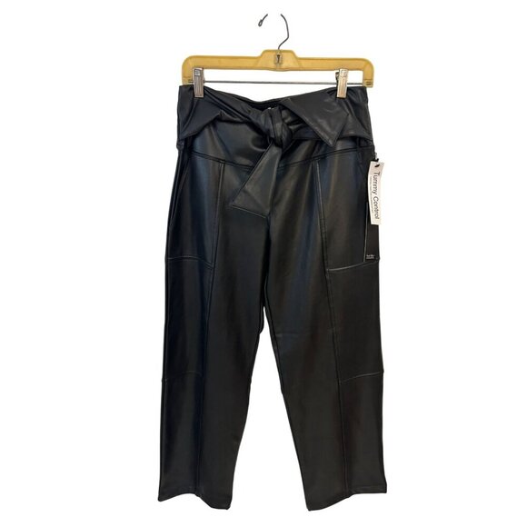 Nicole Miller Faux Leather Wide Leg High Waisted Tummy Control Pants NWT Medium - Picture 2 of 5